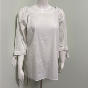 INAE Collection white cotton square neck blouse small